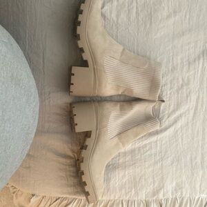 BP suede taupe booties .. worn once … stretch upper size 8m